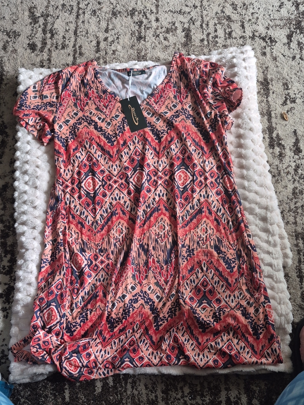 Casual V‑Neck Coral Patterned Midi Dress by Within